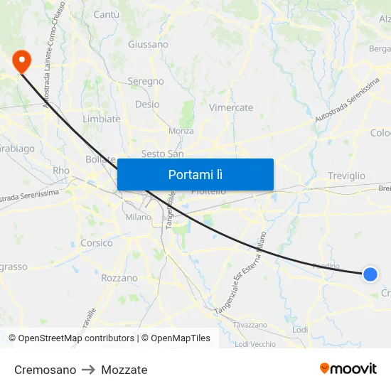 Cremosano to Mozzate map