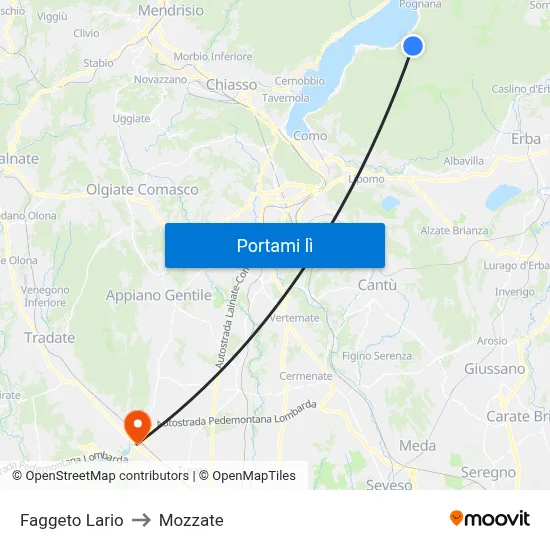 Faggeto Lario to Mozzate map