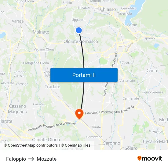 Faloppio to Mozzate map