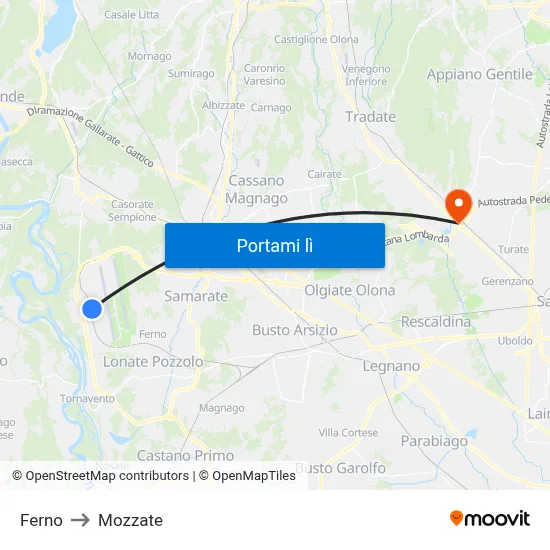 Ferno to Mozzate map