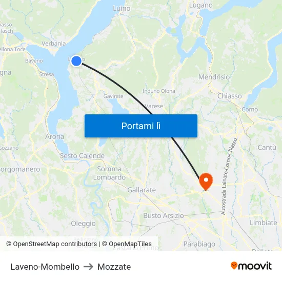Laveno-Mombello to Mozzate map