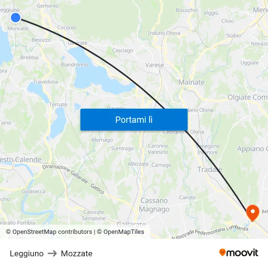 Leggiuno to Mozzate map