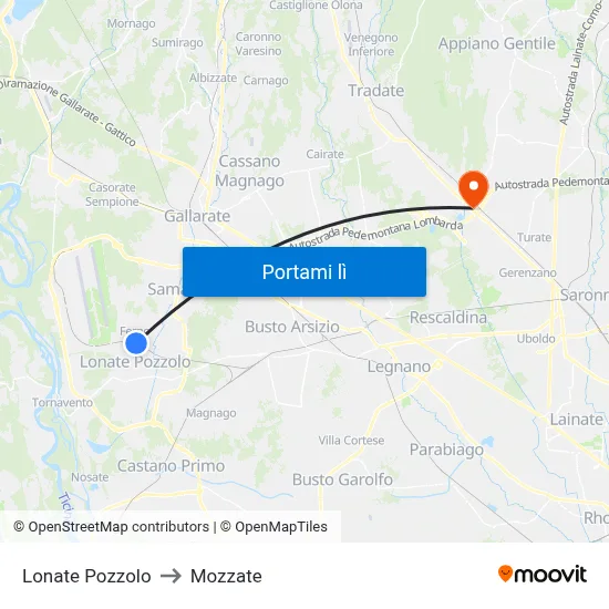 Lonate Pozzolo to Mozzate map