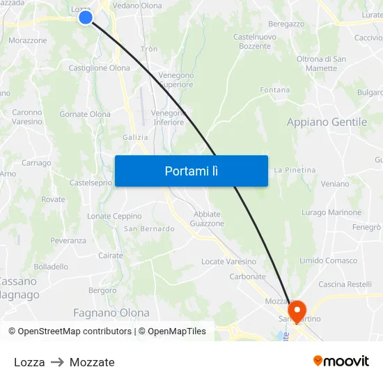 Lozza to Mozzate map