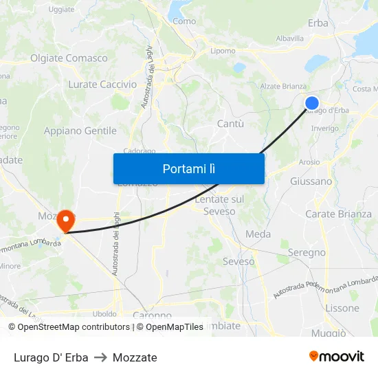 Lurago D' Erba to Mozzate map