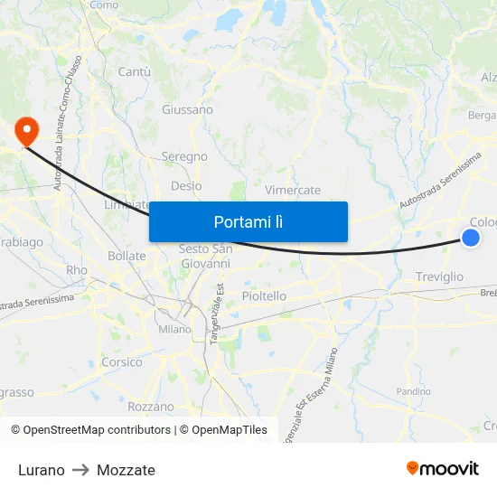 Lurano to Mozzate map