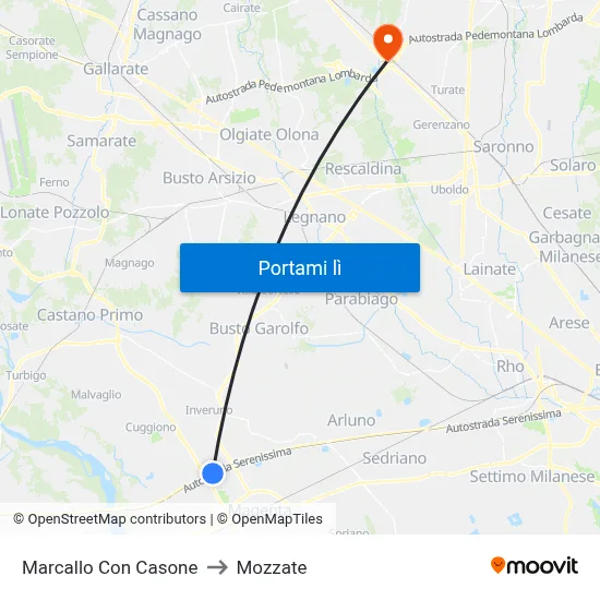 Marcallo Con Casone to Mozzate map