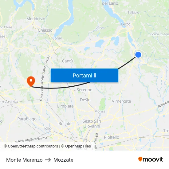 Monte Marenzo to Mozzate map