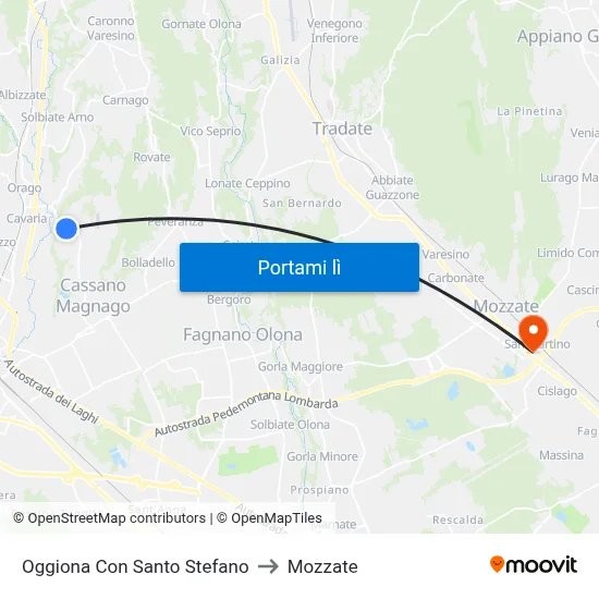 Oggiona Con Santo Stefano to Mozzate map