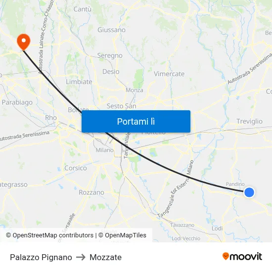 Palazzo Pignano to Mozzate map