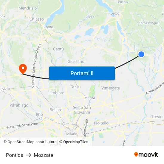 Pontida to Mozzate map