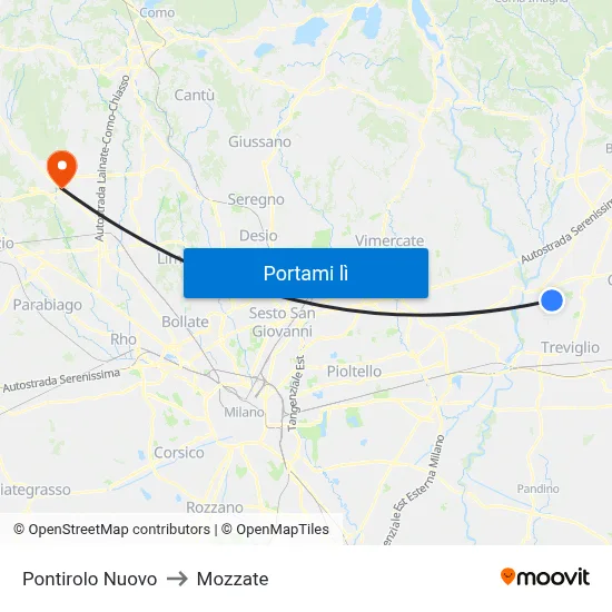 Pontirolo Nuovo to Mozzate map
