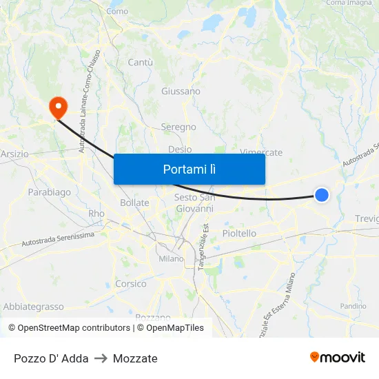 Pozzo D' Adda to Mozzate map