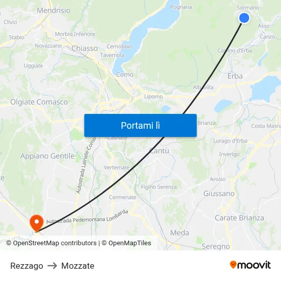 Rezzago to Mozzate map