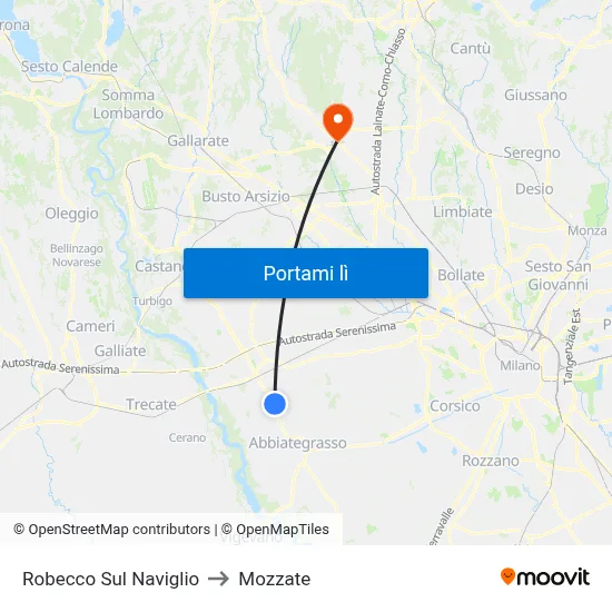 Robecco Sul Naviglio to Mozzate map