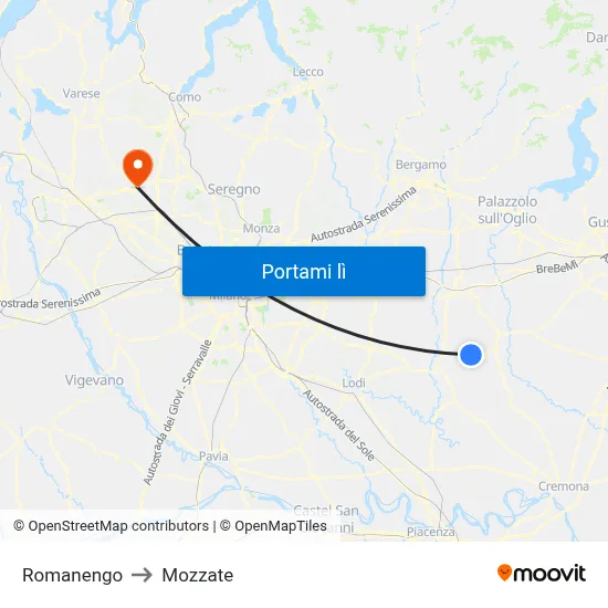 Romanengo to Mozzate map