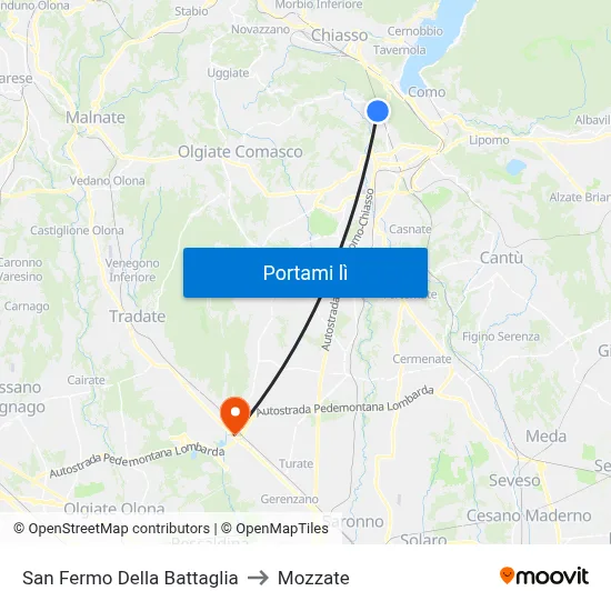 San Fermo Della Battaglia to Mozzate map