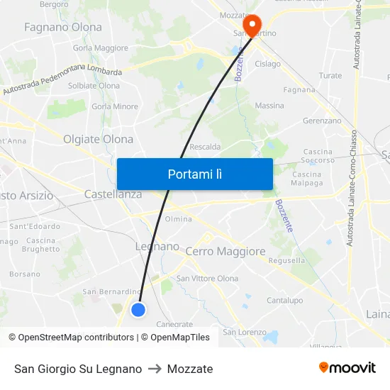 San Giorgio Su Legnano to Mozzate map