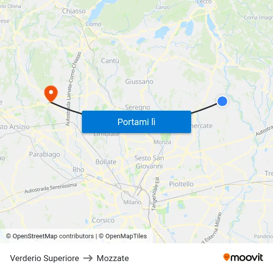 Verderio Superiore to Mozzate map