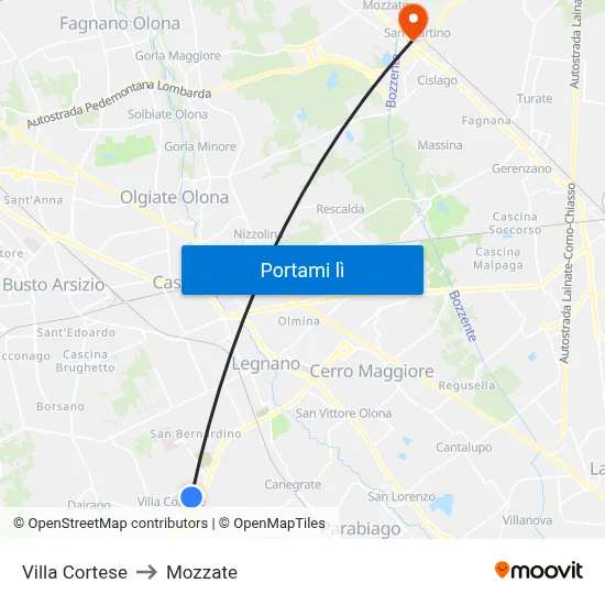 Villa Cortese to Mozzate map