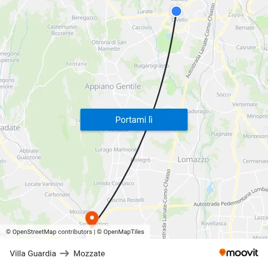 Villa Guardia to Mozzate map