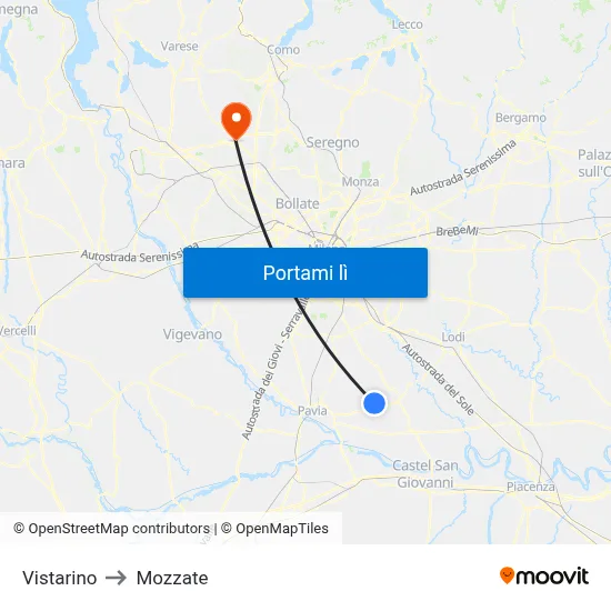 Vistarino to Mozzate map
