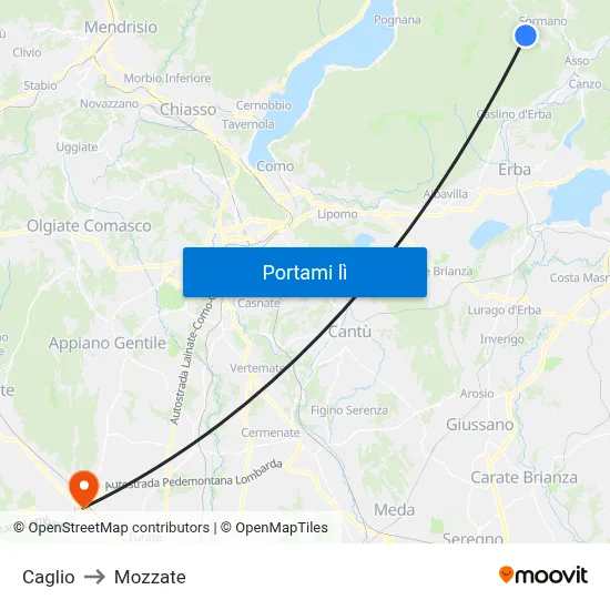 Caglio to Mozzate map