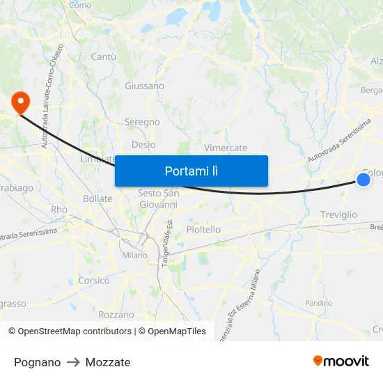 Pognano to Mozzate map
