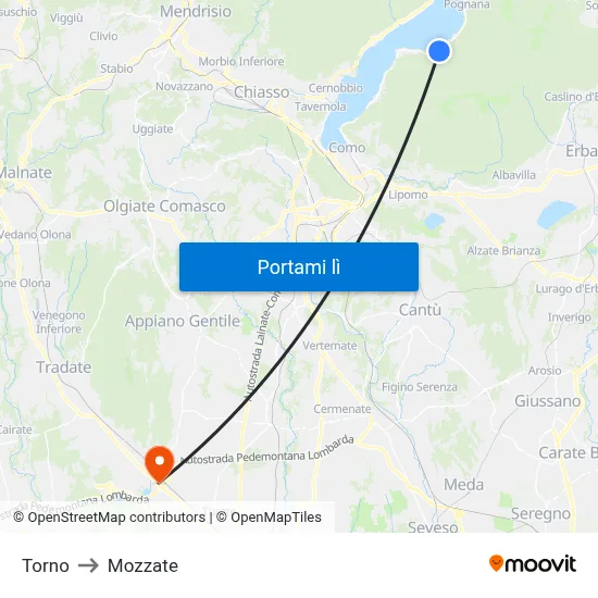 Torno to Mozzate map