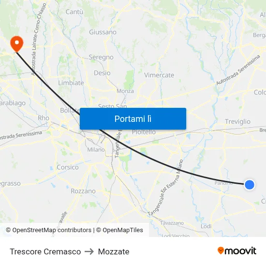 Trescore Cremasco to Mozzate map