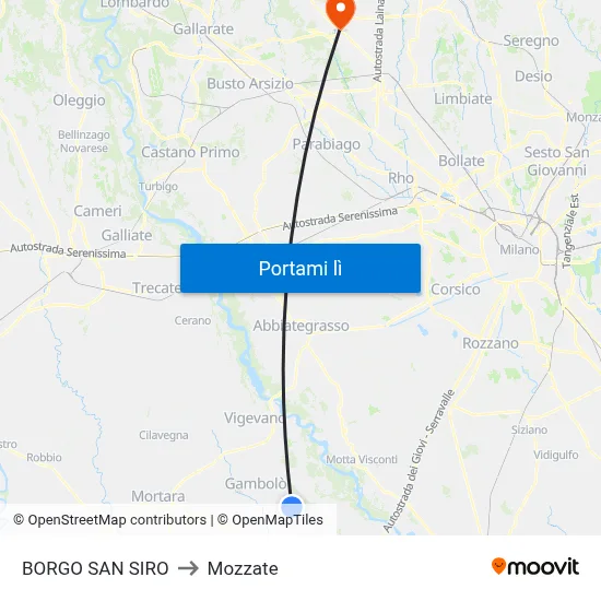 BORGO SAN SIRO to Mozzate map