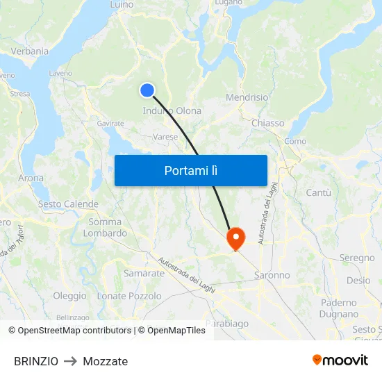 BRINZIO to Mozzate map