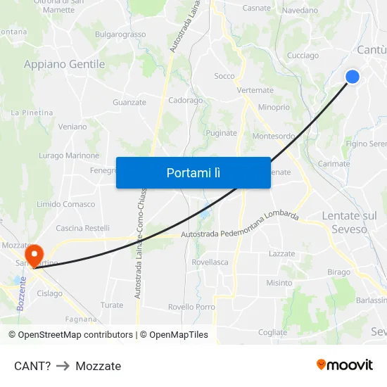 CANT? to Mozzate map