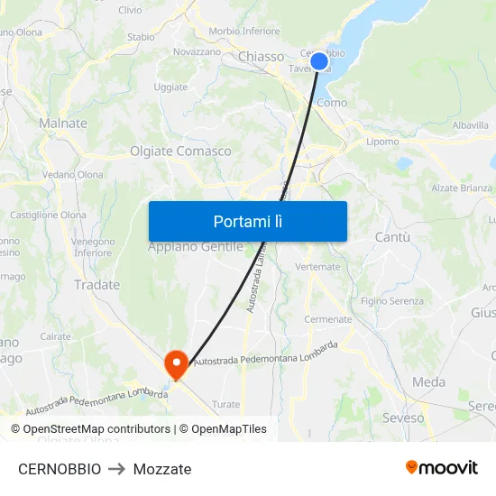 CERNOBBIO to Mozzate map