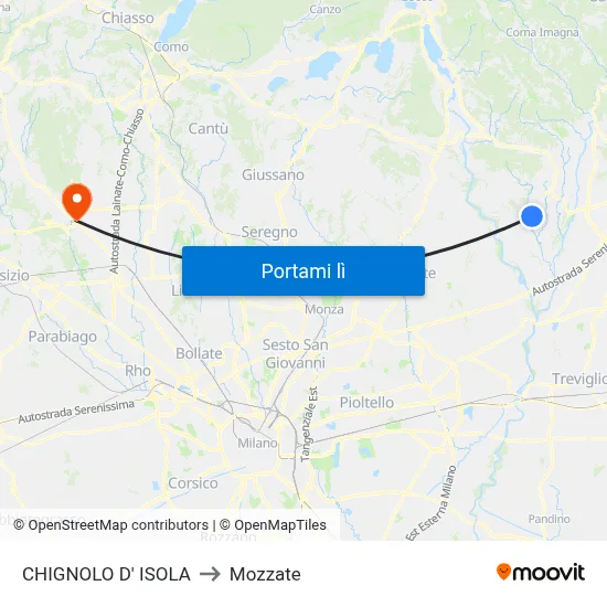 CHIGNOLO D' ISOLA to Mozzate map