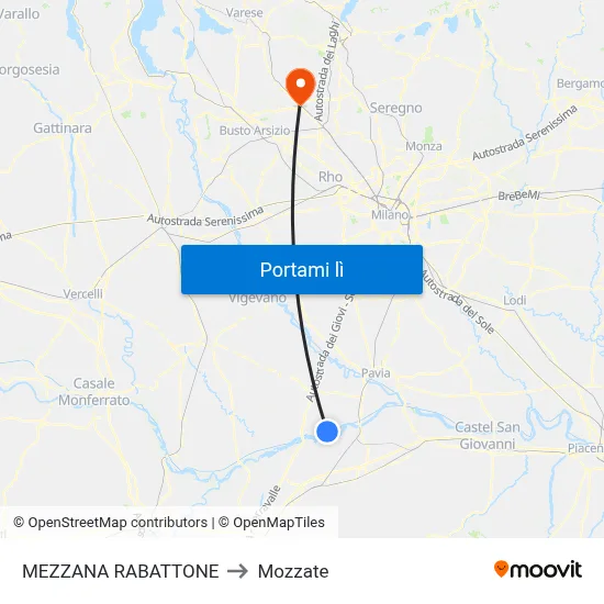 MEZZANA RABATTONE to Mozzate map