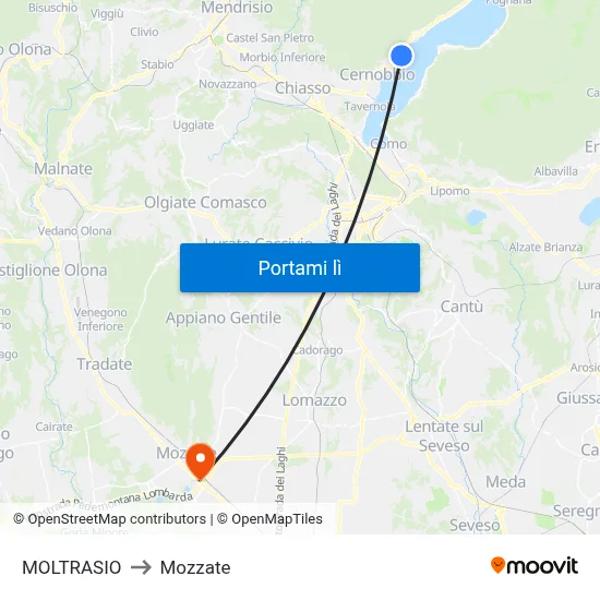 MOLTRASIO to Mozzate map