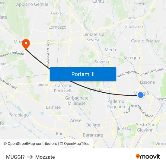 MUGGI? to Mozzate map