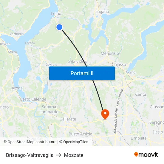 Brissago-Valtravaglia to Mozzate map