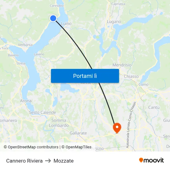 Cannero Riviera to Mozzate map