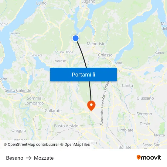 Besano to Mozzate map