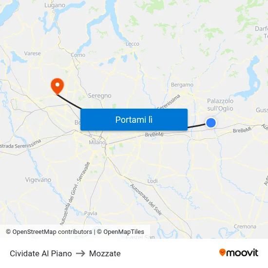 Cividate Al Piano to Mozzate map