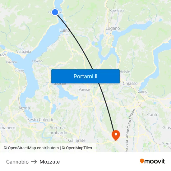 Cannobio to Mozzate map