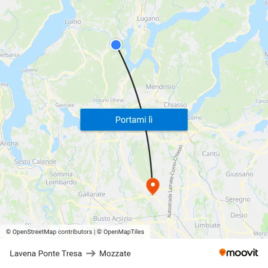 Lavena Ponte Tresa to Mozzate map