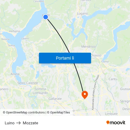 Luino to Mozzate map