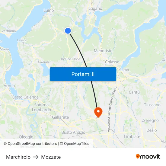 Marchirolo to Mozzate map