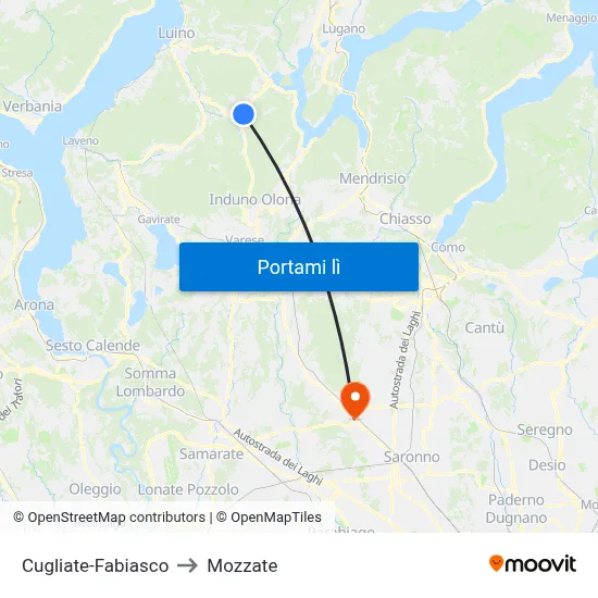 Cugliate-Fabiasco to Mozzate map