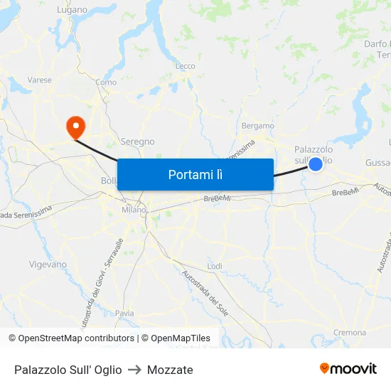 Palazzolo Sull' Oglio to Mozzate map