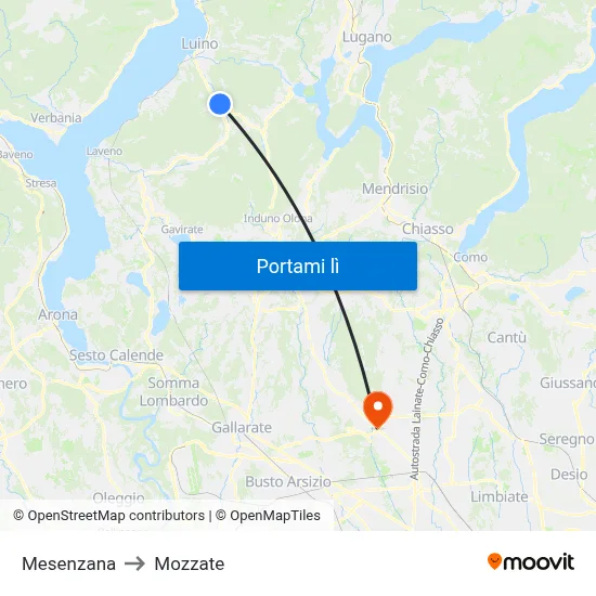 Mesenzana to Mozzate map