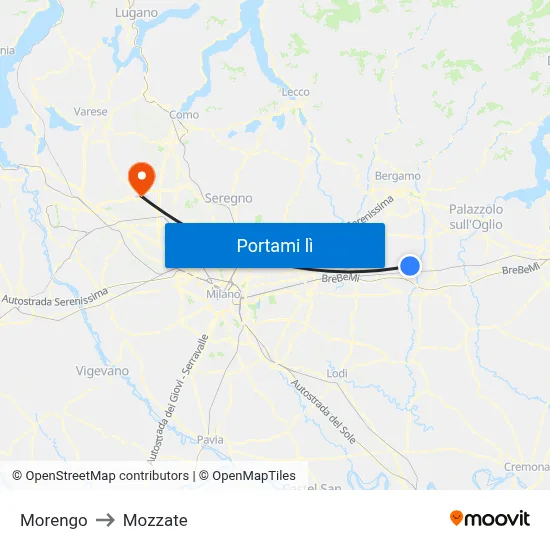 Morengo to Mozzate map